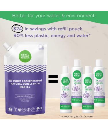 Fresh Monster Kids Bubble Bath - 2X Super Concentrated, Hypoallergenic, Calming Lavender - 30oz Refill Pouch - Buy Online on GoSupps.com