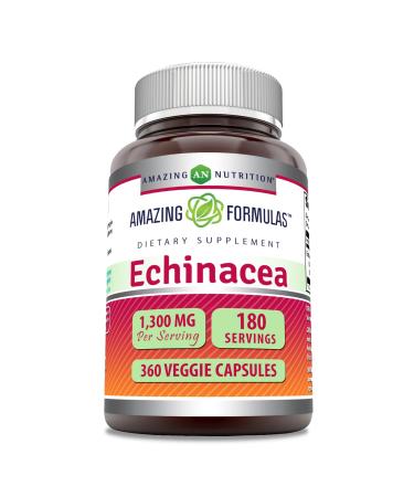 Amazing Formulas Echinacea | 1300 Mg Per Serving | 360 Veggie Capsules | Non-GMO | Gluten Free | Made in USA Unflavored - 1 Pack | 360 Count