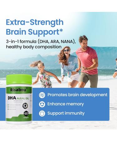 2 Bottles Algal Oil DHA 400 mg with ARA and SA 120 Softgels Algae Oil - DHA Omega 3 Supplement 1 Softgel per Serving for Brain Memory & Nervous System Support - Non-GMO - Buy Online on GoSupps.com