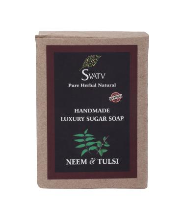 Buy SVATV Handcrafted Neem & Tulsi Soap - Natural Exfoliating Ayurvedic Herbal Soap for All Skin Types | 250g Pack (2 Bars - Buy Online on GoSupps.com