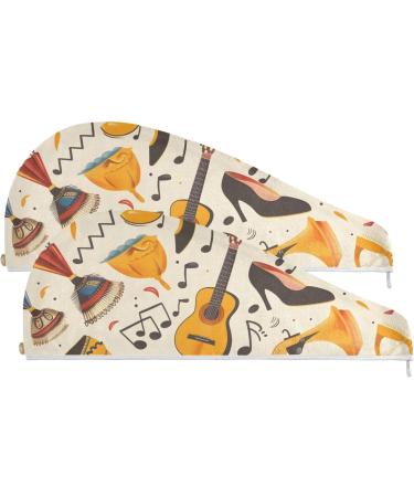 Super Absorbent Hair Drying Towels 2 Pack | Quick Dry Hair Turbans & Guitar Shoes | Perfect for Women & Girls - Buy Online on GoSupps.com