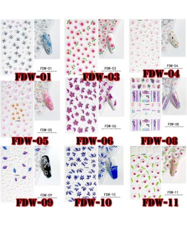 Nail Art Charms Manicure Summer 5D Colorful Flowers Nail Sticker Embossed(FDW-05) - Buy Online on GoSupps.com