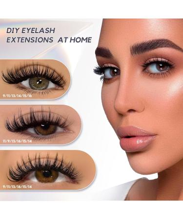 DIY Lash Extension Kit | 200pcs D Curl Volume Cluster Eyelashes with Lash Bond, Seal, and Tweezers | Individual Cluster Lashes for Home Application - Buy Online on GoSupps.com