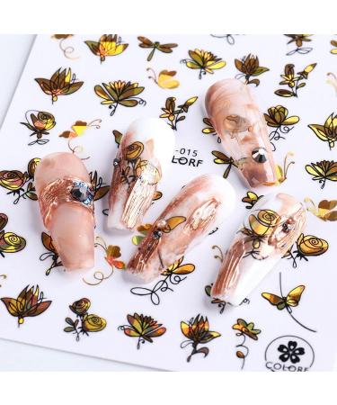 Gold Slider Decals Winter Nail Design Maple Leaf Nail Stickers 3D Valentine Rose Holographics(CJ-017) - Buy Online on GoSupps.com