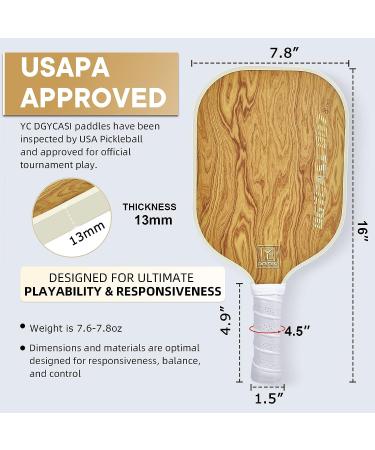 2023 USAPA Approved Pickleball Paddles Set of 2 - Carbon Fiber Surface, Polypropylene Core, Anti-Slip Grip, Portable Carry Bag - Wood Grain Design - Buy Online on GoSupps.com