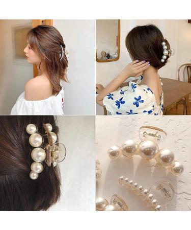 3PCS Pearl Hair Claw Clips Large Pearl Hair Clips for Thick Hair or Fine Hair Non-Slip Hair Clips Hair Accessories for Women and Girls - Buy Online on GoSupps.com