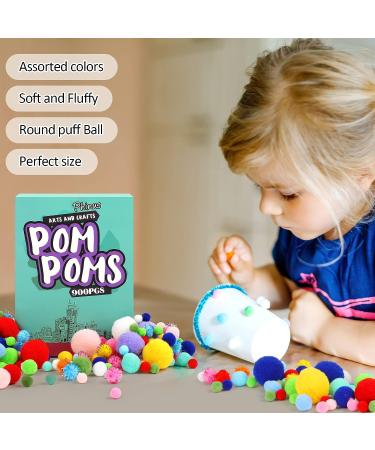900 PCS Multicolor Craft Pom Poms - Soft, Fluffy & Assorted Sizes for Arts and Crafts - Buy Online on GoSupps.com