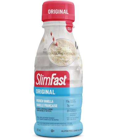 Slim Fast Original Meal Replacement or Weight Loss Ready to Drink Shakes with 13g of Protein 3g of Fibre Plus 23 Vitamins and Minerals Gluten Free French Vanilla 8 Bottles x 325ml - Buy Online on GoSupps.com