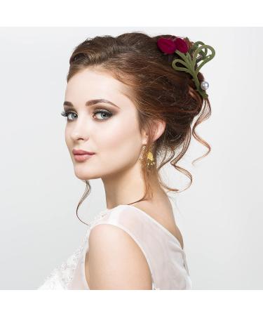 OIIKI Tulip Flower Hair Claw Clips with Pearl 2pcs - Large Red Tulip Metal Claw Clip for Thick Thin Hair - Fashion Grips Jaw Accessories - Buy Online on GoSupps.com