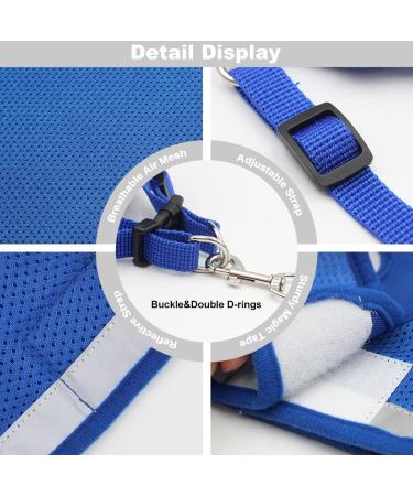 Meioro Adjustable Dog Harness with Leash - Soft Padded Vest for Small & Medium Dogs & Cats - Reflective & Comfortable - Blue XS (26-29cm) - Buy Online on GoSupps.com