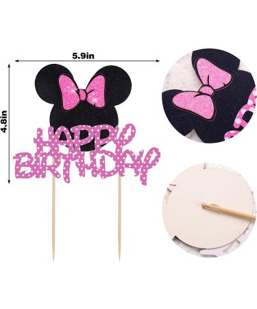 Glitter Bow Mouse Cake Topper for Girl's Birthday Party - Cupcake Picks for Baby Shower Decorations - Buy Online on GoSupps.com
