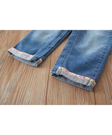KIDSCOOL SPACE Baby&Little Girls Flower Embroidered Denim Overalls 12-18 Months Blue-2174 - Buy Online on GoSupps.com