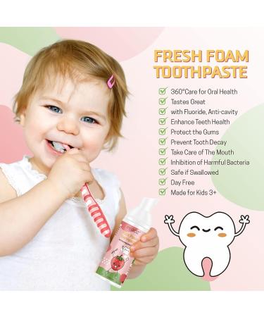 Strawberry Kids Foam Toothpaste | Low Fluoride U-Shaped Toothbrush Paste | Ages 3+ | Electric Toothbrush Friendly | 1 Pack - Buy Online on GoSupps.com