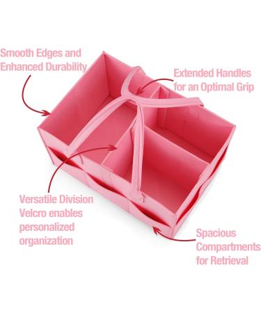 Shop Pandaear Pink Baby Diaper Caddy Organizer | Portable Storage for Baby Essentials & Wet Wipes | Collapsible Design for Childrens Room - Buy Online on GoSupps.com