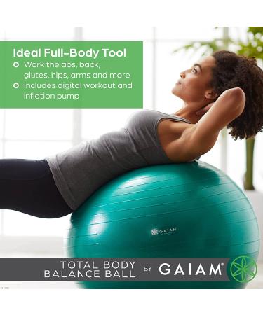 Gaiam Total Body Balance Ball Kit - Anti-Burst Stability Exercise Ball with Pump & Workout Program, Purple (55cm) - Buy Online on GoSupps.com
