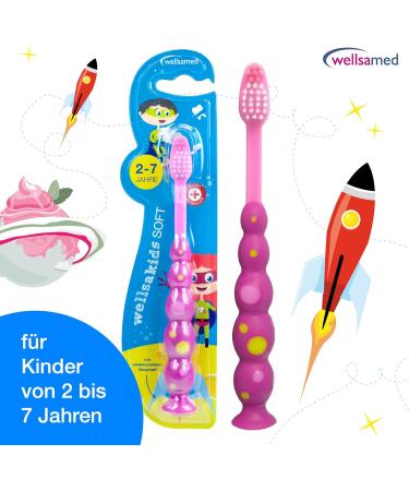 Wellsamed Savings Set: 12 Wellsakids Soft Children's Toothbrushes for Ages 2-7 - Pink Girl Toothbrush Pack - Buy Online on GoSupps.com