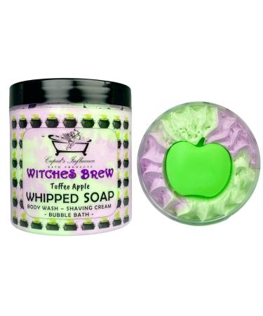 Witches Brew Whipped Soap in Jars | Body Wash | Shaving Cream | Shower Cream | Shower Fluff | Bubble Bath | Shower Whip | Toffee Apple Scented Soap - 180gr