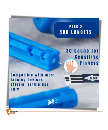 Reli On Ultra Thin Lancets 30-Gauge 200 Count - Diabetic Supplies (Pack of 2) - Gentle on Sensitive Fingers + Bonus Venancio Fridge Sticker - Buy Online on GoSupps.com
