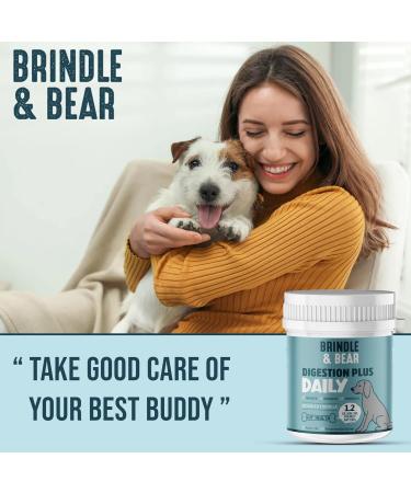 Brindle & Bear Digestion Plus Daily Veterinary Endorsed Dog Probiotic Powder Supplement Helps With Gut Health Digestive Health Sensitive Stomach Itchy Skin Natural Pesticide & GMO Free Formula 150g - Buy Online on GoSupps.com