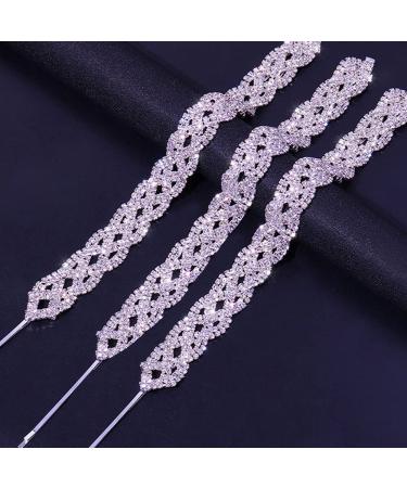 Stonefans 3pc Rhinestone Braid Headband Set - Silver Crystal Jewelry for Women | Hip Hop Hair Accessories for Costume Party - Buy Online on GoSupps.com