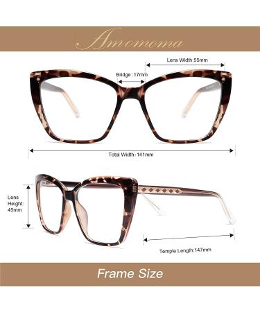 AMOMOMA TR90 Oversized Blue Light Reading Glasses Women Stylish Cat Eye Square Glasses 1.5x - Black & Tortoise - Buy Online on GoSupps.com