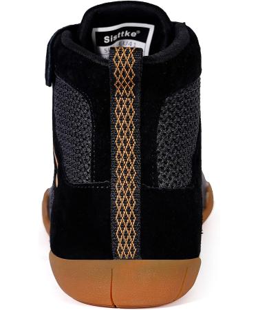 Wrestling Shoes Men Boxing Shoe Fitness Sneakers - Zero Drop Sole - 10 Wide - Black/Gold - Buy Online on GoSupps.com