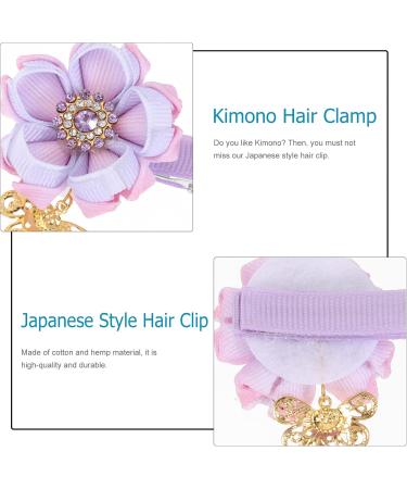 Minkissy Rhinestone Hair Clip 1 Pair Japanese Style Hair Clips Tassel Flower Kimono Traditional Hairpins Barrette Hair Clamp Bride Hanfu Accessory for Womens Girls (Purple) Hair Styling Accessories - Buy Online on GoSupps.com