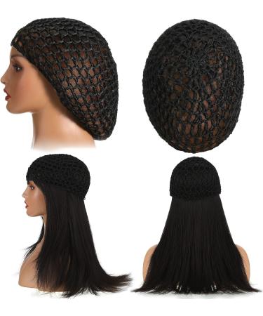 Geosar 4 Pcs Mesh Crochet Hair Net Rayon Knit Hair Wraps - Black Hair Accessories for Women - Buy Online on GoSupps.com