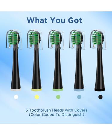 Waterpik Sonic Fusion Toothbrush Heads 5-Pack Black with Covers - Compatible with SF-01/SF-02/SF-03/SF-04 - Buy Online on GoSupps.com