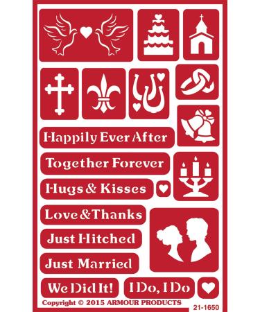Armour Products 21-1650 Over N Over Glass Etching Stencil, 5-Inch by 8-Inch, Happily Ever After