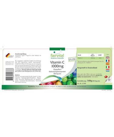 Buy Fairvital Buffered Vitamin C 1000mg - 400 Vegan Capsules | Stomach-Friendly Calcium Ascorbate | Free International Shipping - Buy Online on GoSupps.com