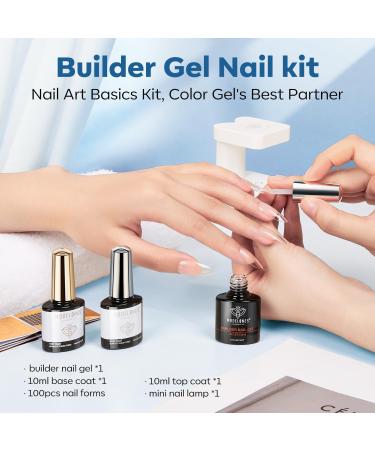 Modelones Builder Nail Gel Kit 8-in-one Clear Builder Gel with Mini LED Nail Lamp& Nail Forms Set Gel Top Coat Base Coat Hard Gel Builder for Nails Extension Strengthener Base Gel in a Bottle Clear Builder Gel Nail Kit - Buy Online on GoSupps.com