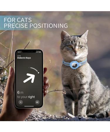 KOCNYDEY Leather Reflective AirTag Cat Collar Anti-Lost Cat Tracker Collar GPS Cat Collar with AirTag Adjustable Holder & Bell Integrated Apple Air Tag Cat Collar for Cats Kittens Small Dogs (Blue) XS (19-26cm) Blue - Buy Online on GoSupps.com
