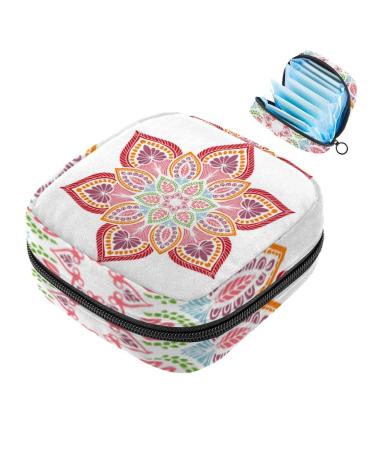 Type Mandalas Women's Binding Pocket Flower shape large menstrual cup bag with zipper periodic inserts bags storage panty seeds tampons for girls and women multicolored 03