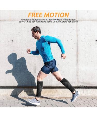 Calf Compression Sleeves for Pain Relief - Wading Bandage Calf Supports for Men & Women - 2 Pack Black Calf Stockings for Running Cycling & Recovery - Buy Online on GoSupps.com