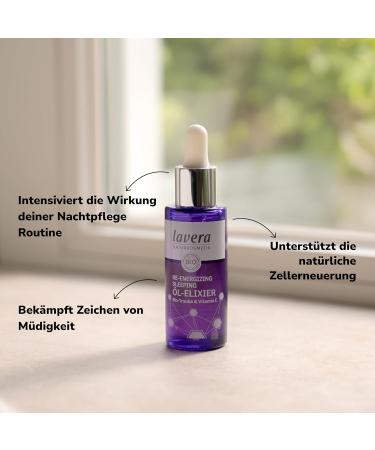 Laverana Co KG lavera ReEnergizing Sleeping Oil Elixir natural cell renewal revitalizes skin moisturizing vegan natural cosmetics 30 ml - Buy Online on GoSupps.com