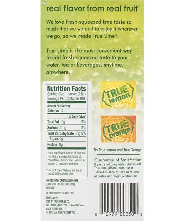 TRUE LIME Water Enhancer Bulk Dispenser Pack 0 Calorie Drink Mix Packets Sugar Free Flavoring Powder Water Flavor Made with Real Limes 100 Count (Pack of 2) - Buy Online on GoSupps.com