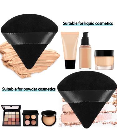 4-Piece Soft Velour Triangle Powder Puff Set for Makeup - Black & White - Buy Online on GoSupps.com