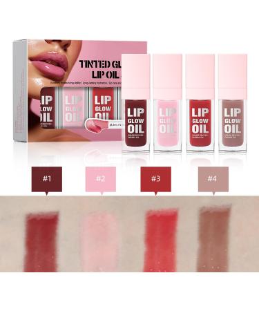 Set of 4 glossy lips long-lasting moisturizing color with lip plumper effect glossy for girls | for girls women makeup party beauty and gifts - Buy Online on GoSupps.com