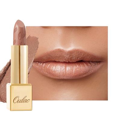 OULAC Metallic Shine Glitter Lipstick Nude High Impact Lipcolor Lightweight Soft and Ultra Hydrating Long Lasting Vegan & Cruelty-Free Full-Coverage Lip Color 4.3 g/0.15 Sahara Gold(10)