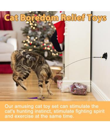 Yoirzit 16-Piece Interactive Cat Toy Set | Self-Employment Suction Cup Toys with 3 Scalable Rods & Feathers | Best for Engaging Cats - Buy Online on GoSupps.com
