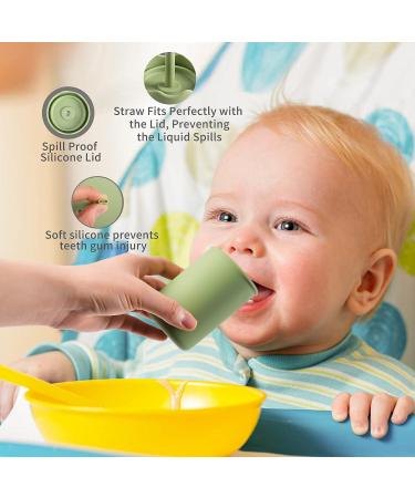 Leeleelon Silicone Sippy Cup with Straw for Babies and Toddlers - 5oz Spill Proof Training Cup - 2 Straws - Pink/Blue - Buy Online on GoSupps.com