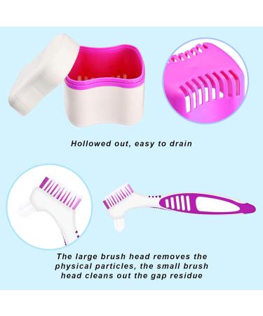Denture Bath Case with Denture Cleaner Brush Denture Toothbrush Denture Cup Denture Box Bath Denture Container with Basket Denture Holder Denture Brush Retainer for Travel Retainer Cleaning (Red) - Buy Online on GoSupps.com