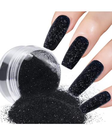 Black dust sugar nail glitter powder - glitter for nails shimmering sugar effect diamond dust sand shiny sugar effect glitter powder superfine French Candy coat nails manicure diy crafts black - Buy Online on GoSupps.com