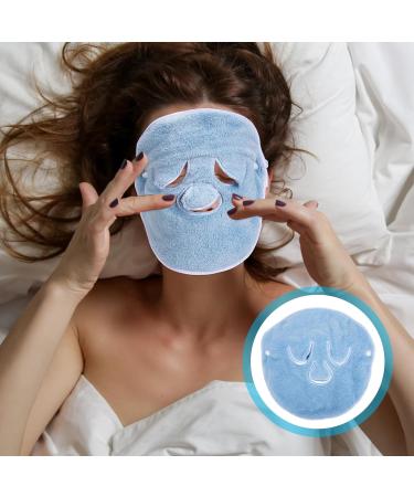 TOYANDONA Serviette Masque Visage en Polaire Corail Bleue Serviette Chaude Absorbante et Hydratante Visage Trois Trous et Bande R glable Amovible Domicile et Spa - Buy Online on GoSupps.com