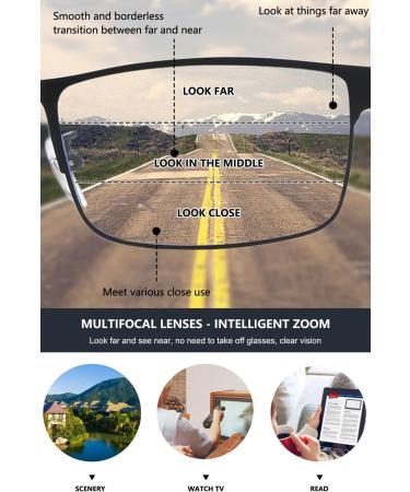 Buy MAGIMODAC Self-Tinting Progressive Multifocal Reading Glasses - UV Protection Blue Light Filter Metal Rectangular Design for Men & Women - Gray 4.0 Diopters - Buy Online on GoSupps.com
