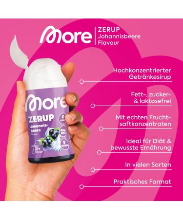 More Zerup Currant Syrup 65ml - Sugar-Free Zero Calories Vegan - German Made for 8L Drinks - Buy Online on GoSupps.com