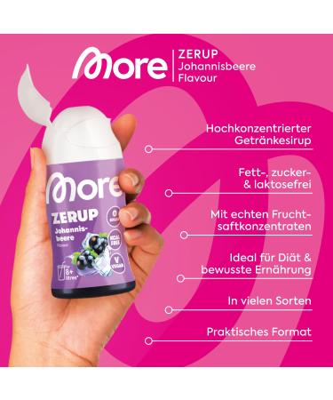 More Zerup Currant Syrup 4x65ml - Sugar-Free Vegan Zero Calories - Made in Germany for 32L Finished Drink - Buy Online on GoSupps.com
