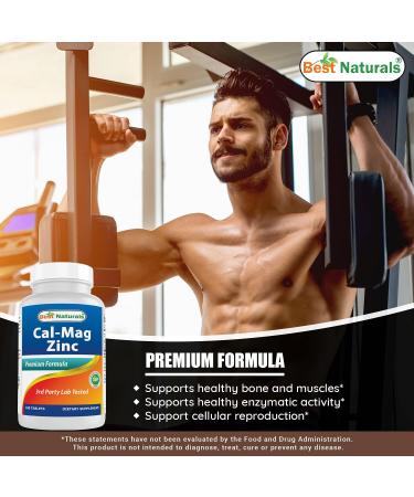 Best Naturals CAL MAG ZINC - 180 Tablets - USA Facility, GMP Certified, Third Party Tested - Essential Mineral Complex - Buy Online on GoSupps.com