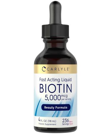 Carlyle Biotin 5000mcg Liquid Drops | 4 fl oz | for Women and Men | Berry Flavor | Beauty Formula | Vegetarian Non-GMO & Gluten Free Supplement